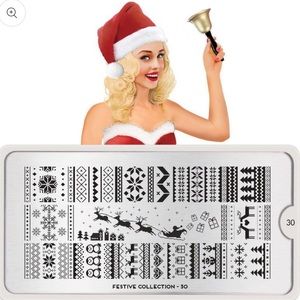 MoYou London nail art stamping plate Festive 30 NWOT